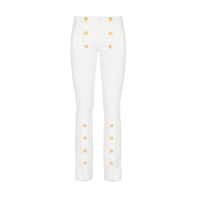 (Women) BALMAIN Slim Fit White Zippered Jeans. CF2MJ140-DB69-0FA