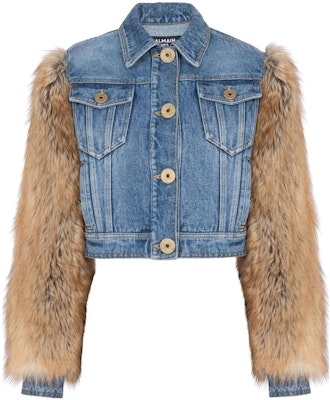 (W) 巴尔曼 SS23 蓝色拼接单排扣短夹克. BF1TC095-DD64-SIH Order (W) 巴尔曼 SS23 蓝色拼接单排扣短夹克. BF1TC095-DD64-SIH