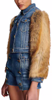 Sizing (W) BALMAIN SS23 藍色拼布短版單排扣外套夹克. BF1TC095-DD64-SIH