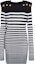 Order (Women) BALMAIN Striped Button Shoulder Long Sleeve Midi Dress Black/White AF1R8093-KD65-EAB