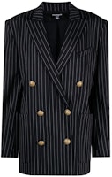 (Women) BALMAIN Striped Double-Breasted Blazer Navy Blue BF0SH025-WC37-SIV (Women) BALMAIN Striped Double-Breasted Blazer Navy Blue BF0SH025-WC37-SIV