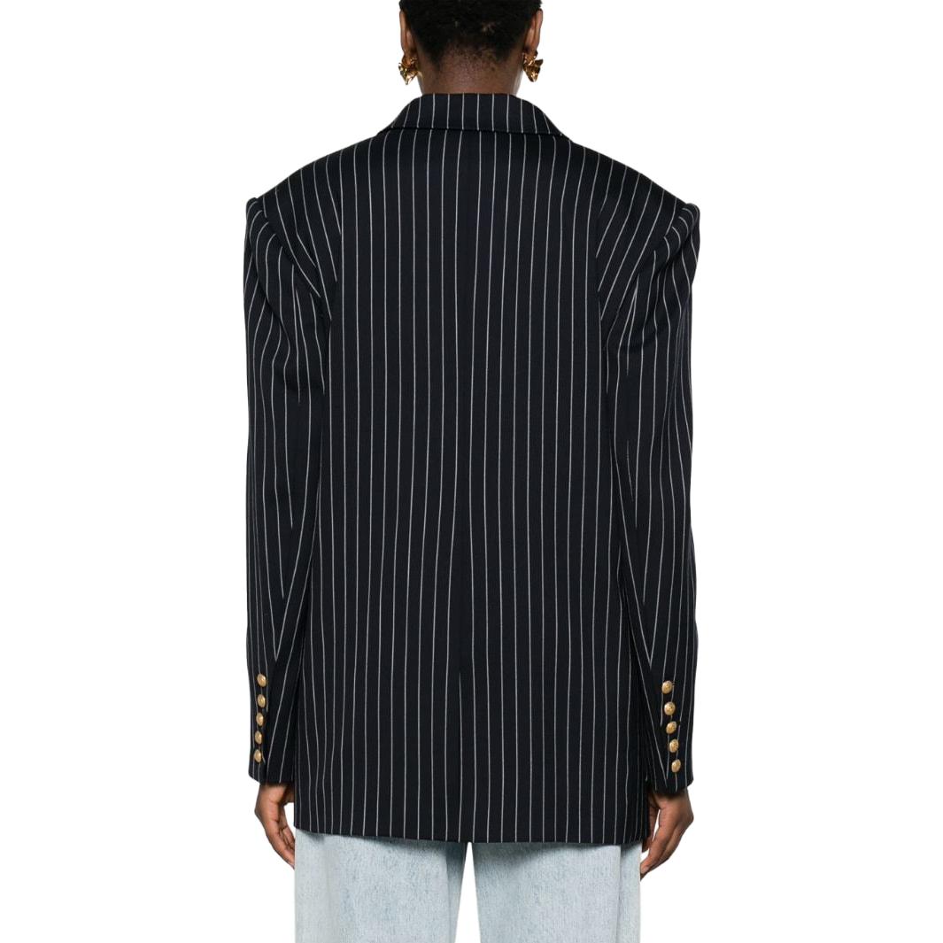 Shop (W) 巴尔曼 海军蓝条纹双排扣西装外套 BF0SH025-WC37-SIV