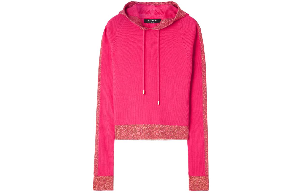 Order (W) BALMAIN 條紋粉色長袖針織連帽上衣 WF2JP006-K345-OCM