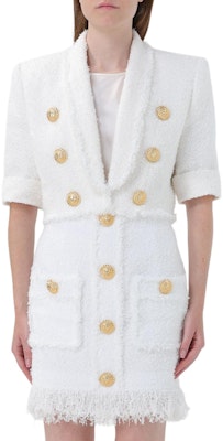 (Women) BALMAIN White Double-Breasted V-Neck Cropped Jacket. DF1SC186XC67-0FA Buy (Women) BALMAIN White Double-Breasted V-Neck Cropped Jacket. DF1SC186XC67-0FA