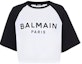 Buy (W) BALMAIN 白色標誌印花斜肩短版T恤 CF1EE090BB02-GAB