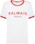 Buy (W) BALMAIN 白色條紋標誌短袖圓領T恤。 CF1EF006-BB02-GQT