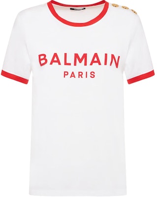 (W) BALMAIN 白色條紋標誌短袖圓領T恤。 CF1EF006-BB02-GQT Order (W) BALMAIN 白色條紋標誌短袖圓領T恤。 CF1EF006-BB02-GQT