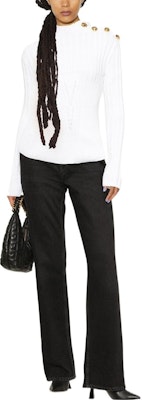 (W) BALMAIN Baju Wool Putih Ribbed Knit dengan Butang Butiran FW22. YF0KF045KB93-0FA Lookbook (W) BALMAIN Baju Wool Putih Ribbed Knit dengan Butang Butiran FW22. YF0KF045KB93-0FA