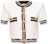 Order (Women) BALMAIN White Short-Sleeve Button-Up Knit Top. CF0KL027-KG15-GQW