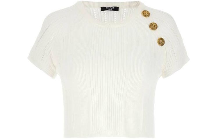 (Women) Balmain  White Short-Sleeve Crewneck Tee CF1AI077-KF24-0FA 圖 2