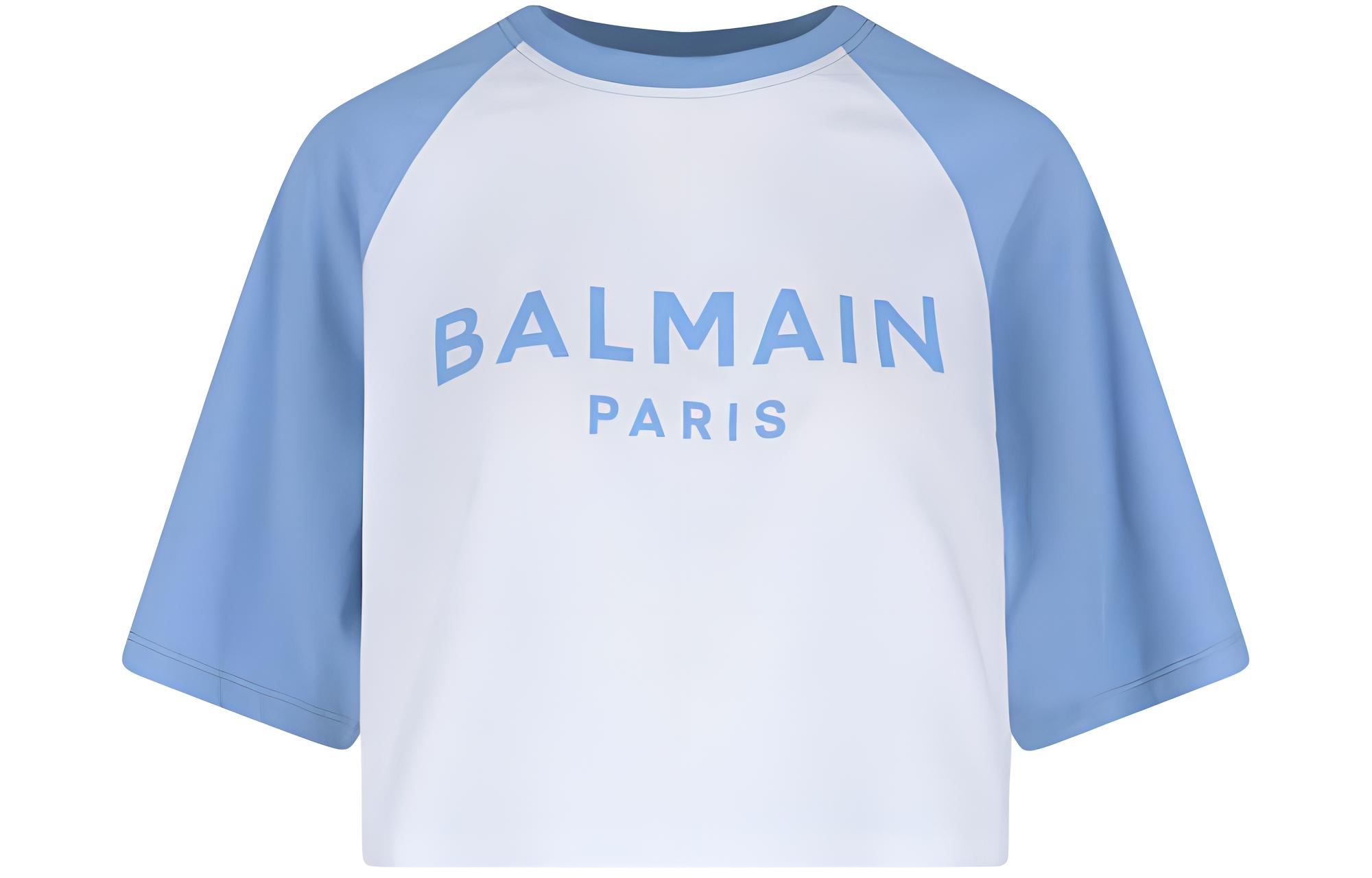 (Women) BALMAIN  White Short-Sleeve Letter Print Crewneck Casual T-Shirt CF1EE090-BB02-GRW