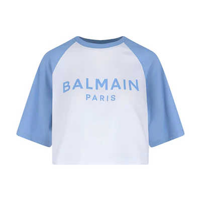 (Women) BALMAIN White Short-Sleeve Letter Print Crewneck Casual T-Shirt CF1EE090-BB02-GRW