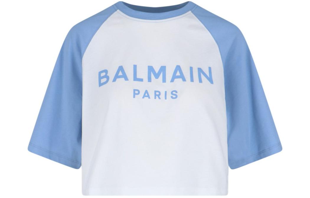 Order (W) 巴尔曼 白色短袖字母印花圆领休闲T恤 CF1EE090-BB02-GRW