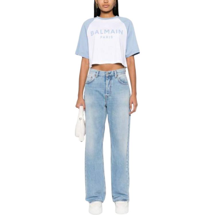 Shop (W) 巴尔曼 白色短袖字母印花圆领休闲T恤 CF1EE090-BB02-GRW