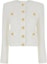 Order (Women) BALMAIN White Short Jacket with Patch Pockets and Round Neck. DF1SK249-KH10-0FA