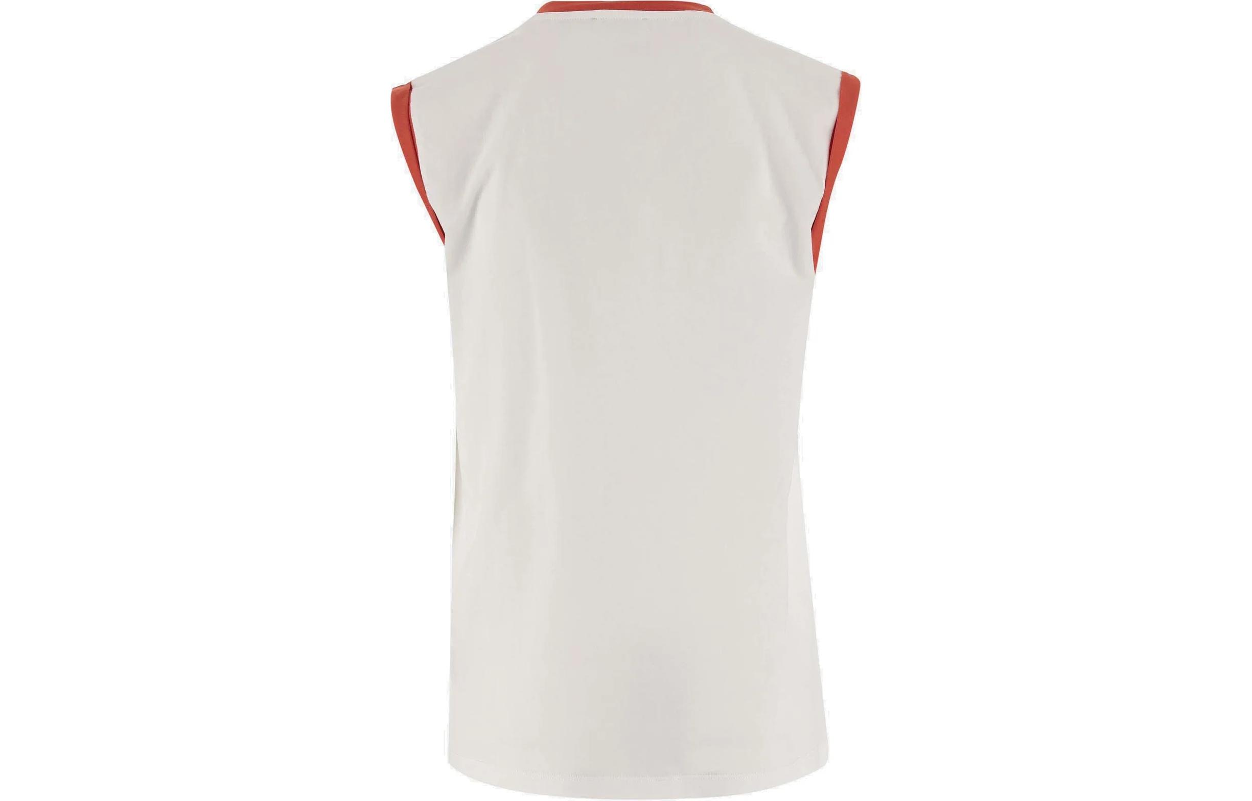Lookbook (W) BALMAIN Tank Top Putih Tanpa Lengan Cetakan Huruf Crewneck. CF1ED002BB02-GQT