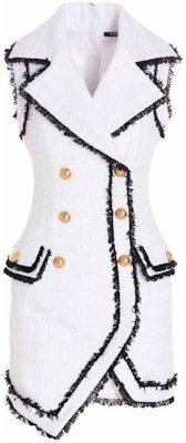 (W) 巴爾曼白色無袖V領雙排扣中長洋裝 XF0R5400-CC12-GAB Order (W) 巴爾曼白色無袖V領雙排扣中長洋裝 XF0R5400-CC12-GAB