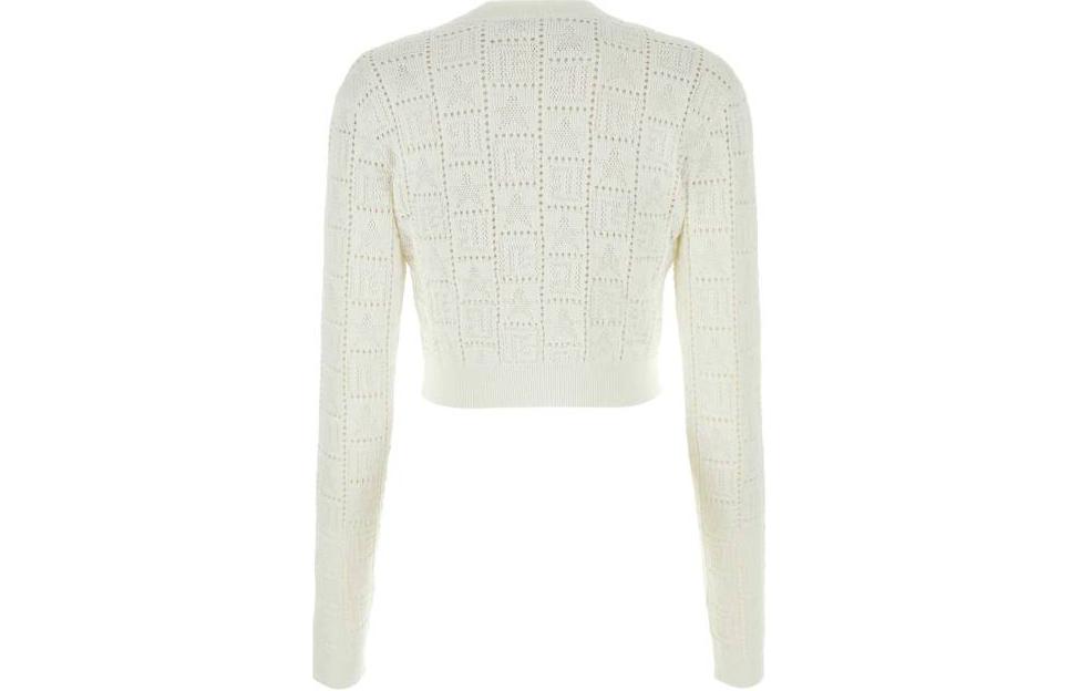 Lookbook (W) BALMAIN Sweater Lengan Panjang Putih Butang Solid. CF1KL047-KF97-0FA