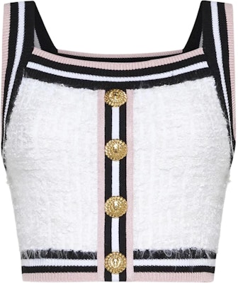 (W) 발망 화이트 스트라이프 스퀘어넥 슬리veless 핏 크롭 탑 CF0AB052-KG15-GQW Buy (W) 발망 화이트 스트라이프 스퀘어넥 슬리veless 핏 크롭 탑 CF0AB052-KG15-GQW