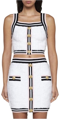 (W) 발망 화이트 스트라이프 스퀘어넥 슬리veless 핏 크롭 탑 CF0AB052-KG15-GQW Shop (W) 발망 화이트 스트라이프 스퀘어넥 슬리veless 핏 크롭 탑 CF0AB052-KG15-GQW