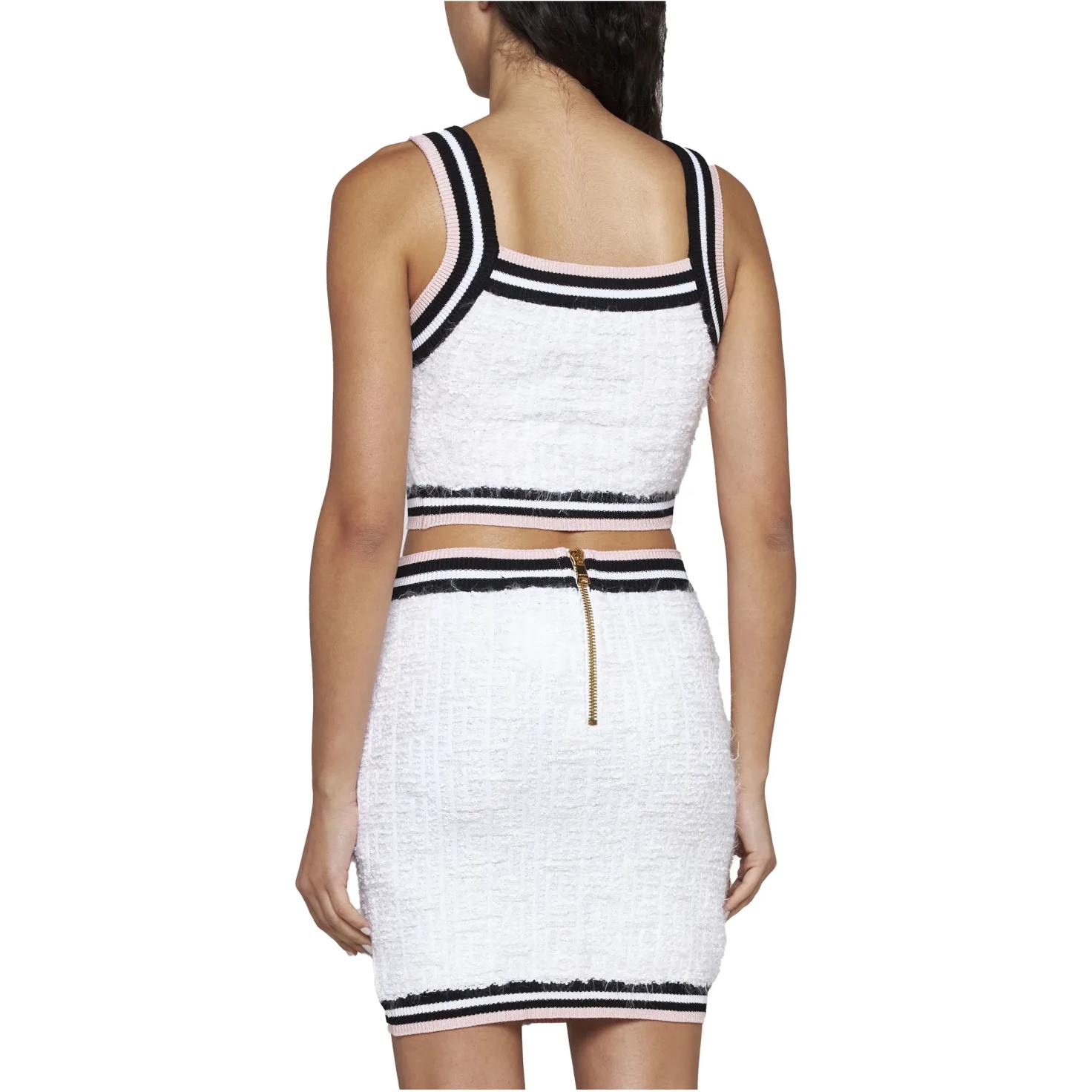 Purchase (W) 발망 화이트 스트라이프 스퀘어넥 슬리veless 핏 크롭 탑 CF0AB052-KG15-GQW