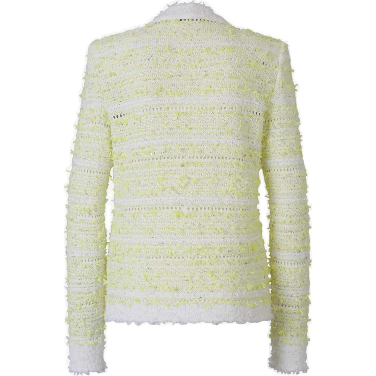 Lookbook (W) 巴尔曼黄色V领镶钮针织开衫毛衣 DF1KL106-KG71-GTZ