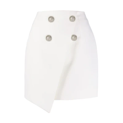 (Women) BALMAIN Asymmetric Double-Breasted Mini Skirt White TF04059167L-0FA