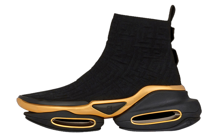 (W) Balmain B-Bold High-Top Knit 'Black'