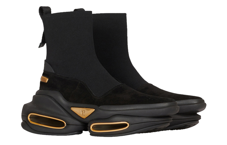 (W) Balmain B-Bold High 'Black Suede and Strap Knit' 圖 2