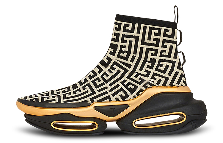 (W) Balmain B-Bold High Knit 'Black and White'