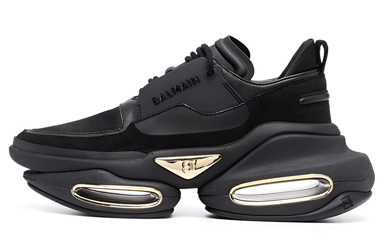 (W) Balmain B-Bold Low 'Black Leather'