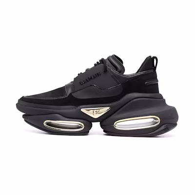 (W) Balmain B-Bold Low 'Black Leather'