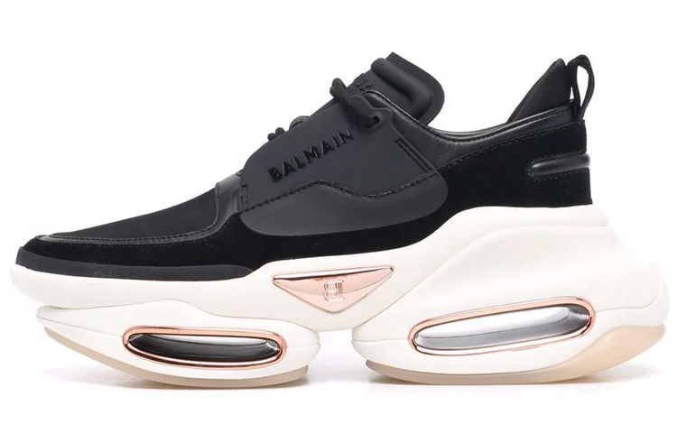 (W) Balmain B-Bold Low 'Black Leather'