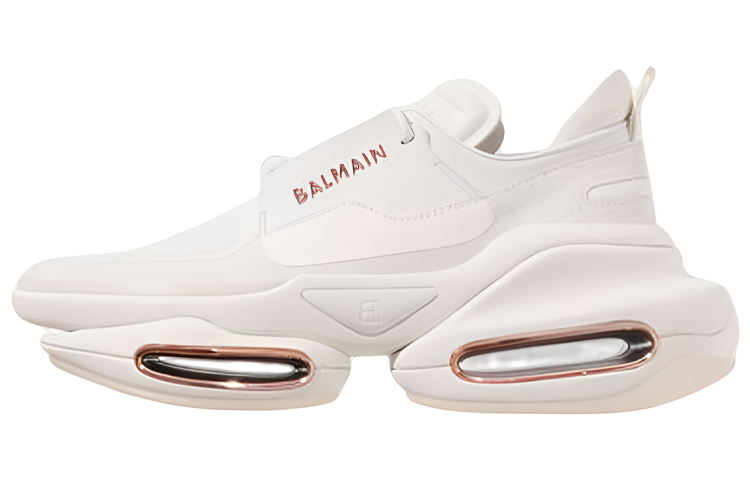 (W) Balmain B-Bold Low 'White Calfskin'