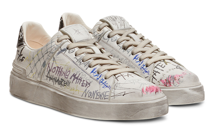 (W) Balmain B-Court 'Graffiti Print White Leather' 圖 2
