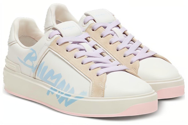 (W) Balmain B-Court 'Cetakan - Putih Biru Muda' BN1VI712LTSB-GOA Order (W) Balmain B-Court 'Cetakan - Putih Biru Muda' BN1VI712LTSB-GOA