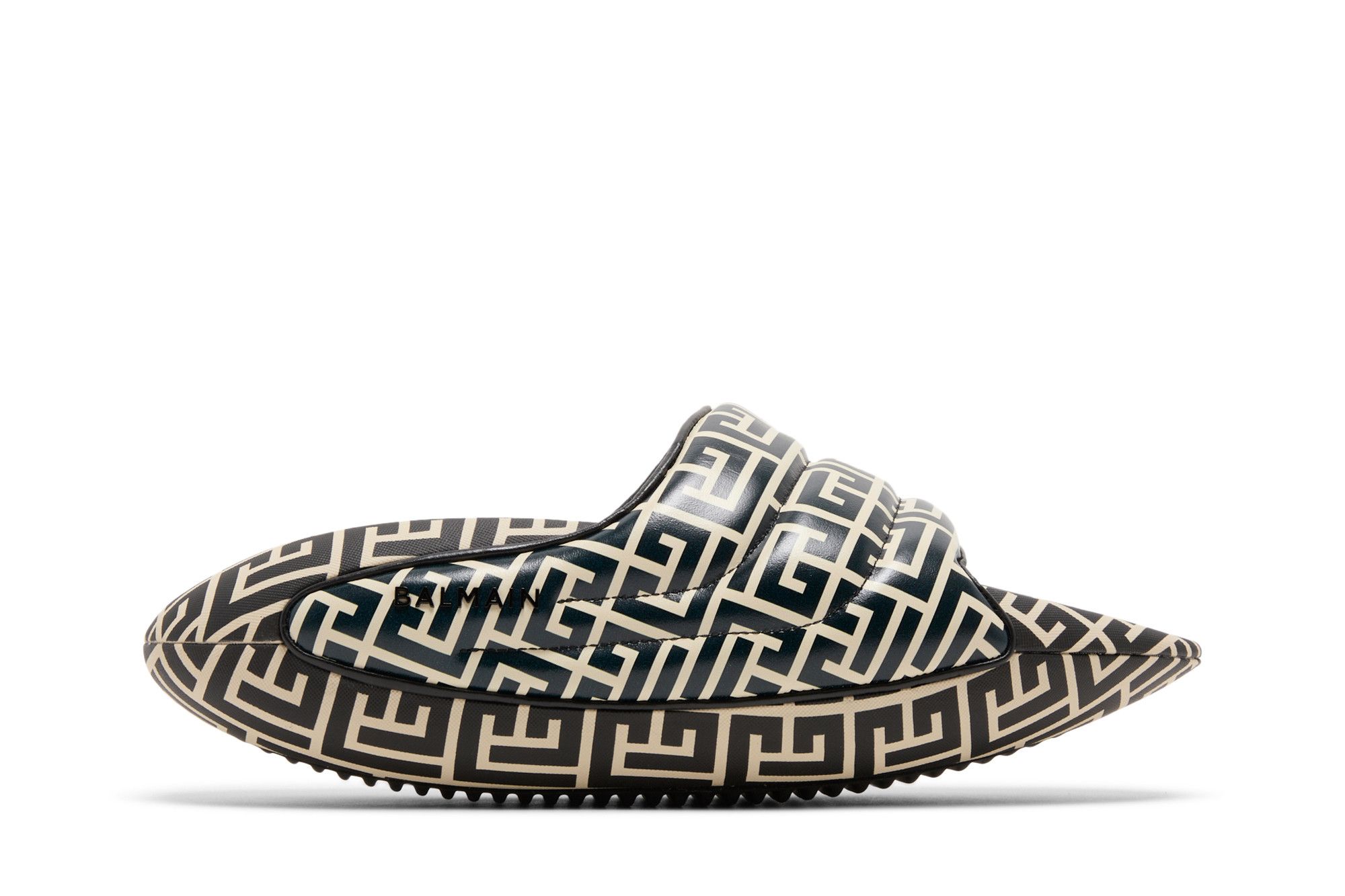 (Women) Balmain B-IT Quilted Leather Mules 'Bicolor Monogram - Black White' YN1VL699-TVMG-GFE