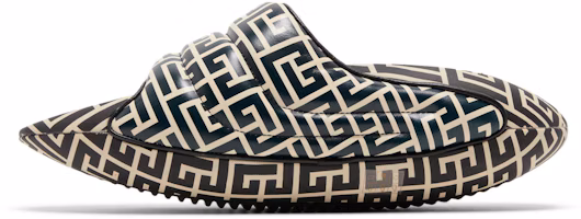Lookbook (W) Balmain Mules de Cuero Acolchado 'Monograma Bicolor - Negro Blanco' YN1VL699-TVMG-GFE