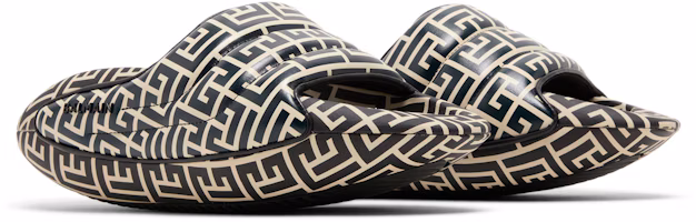 Cheap (W) Balmain Mules de Cuero Acolchado 'Monograma Bicolor - Negro Blanco' YN1VL699-TVMG-GFE