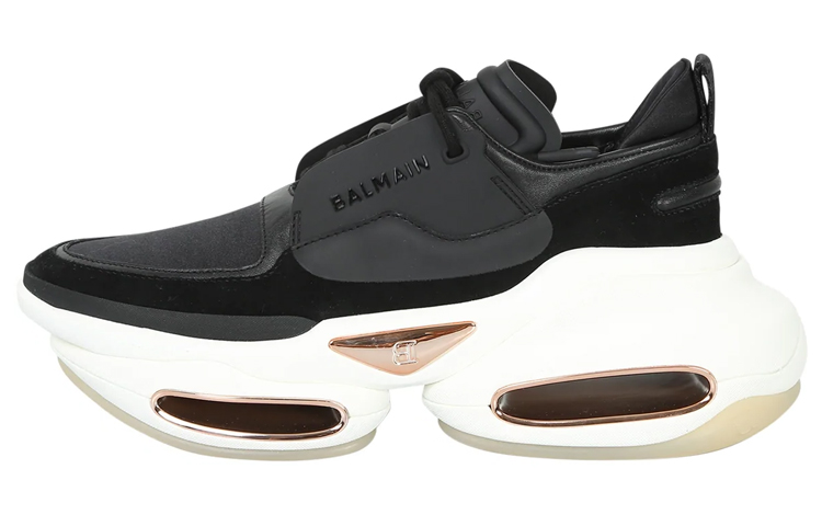 (W) Balmain B-Bold Low 'Black Leather'