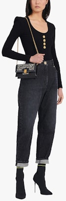 (W) Balmain 黑色紐扣裝飾修身針織連身褲 WF1BG060-K211-0PA Shop (W) Balmain 黑色紐扣裝飾修身針織連身褲 WF1BG060-K211-0PA