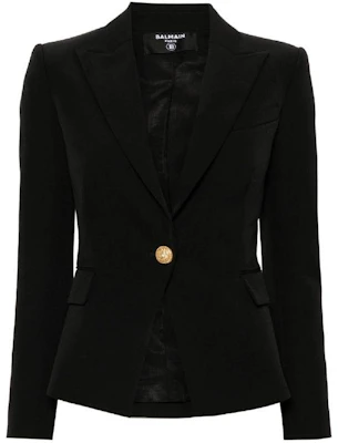 (Women) Balmain Black Single-Breasted Long Sleeve Jacket CF1SE002WB08-0PA Buy (Women) Balmain Black Single-Breasted Long Sleeve Jacket CF1SE002WB08-0PA