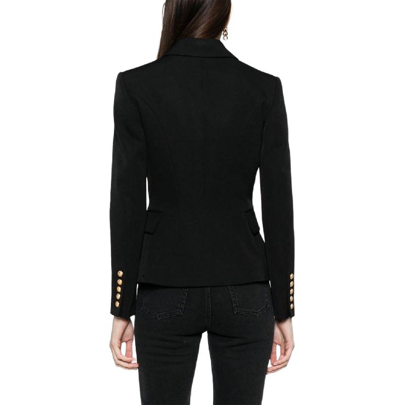 Shop (Women) Balmain Black Single-Breasted Long Sleeve Jacket CF1SE002WB08-0PA