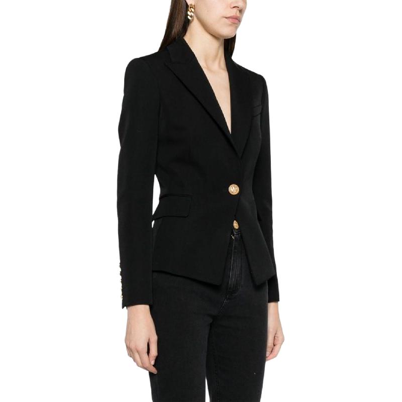 Purchase (Women) Balmain Black Single-Breasted Long Sleeve Jacket CF1SE002WB08-0PA