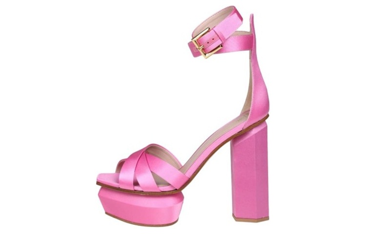 (W) Balmain Buckle Block-Heel Sandal 'Pink'