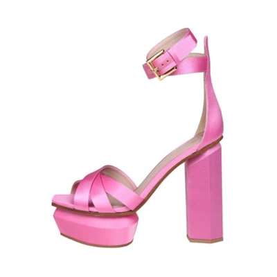 (W) Balmain Buckle Block-Heel Sandal 'Pink'