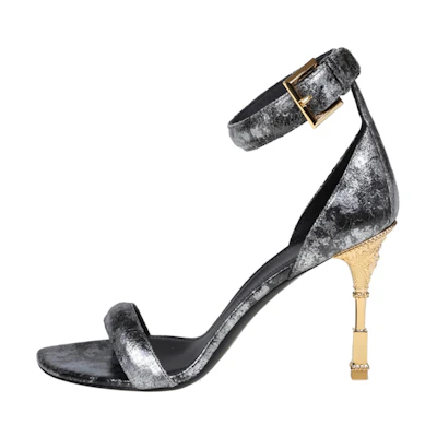 (W) Balmain Calfskin Buckle Sandals 'Silver'