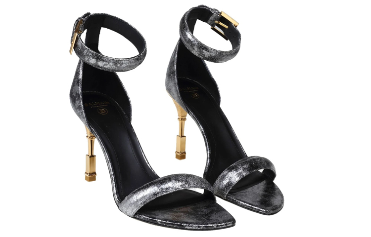 (W) Balmain Calfskin Buckle Sandals 'Silver' 圖 2