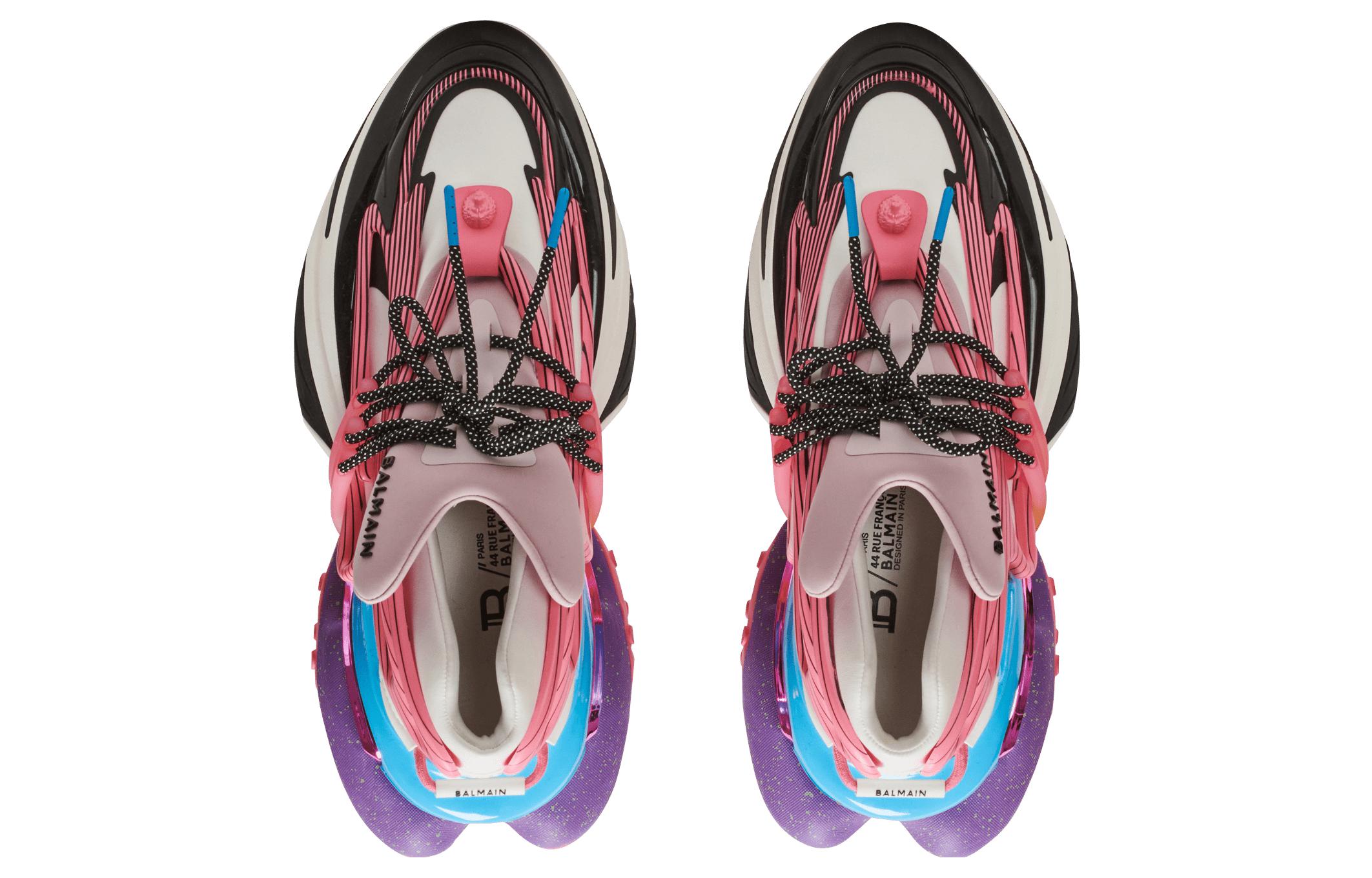 Lookbook (W) Balmain Kalfsleer Ronde Neus Veterschoenen Mid-Top ''Roze'' BN0VF724KMULAAG