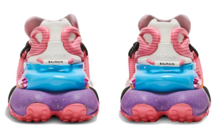 Shop (W) Balmain Kalfsleer Ronde Neus Veterschoenen Mid-Top ''Roze'' BN0VF724KMULAAG